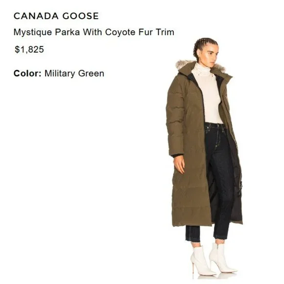 Canada Goose Mystique Parka with Fur Trim Hood in Military Green – Like New - Picture 6 of 16